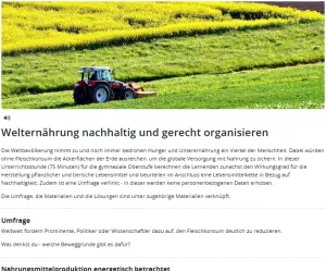 Unterrichtsbaustein: Welternährung nachhaltig und gerecht organisieren