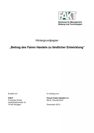 Unterrichtsbaustein: Beitrag des Fairen Handels zu ländlicher Entwicklung