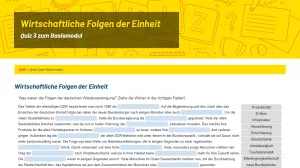 Unterrichtsbaustein: Quiz: Wirtschaftliche Folgen der Einheit