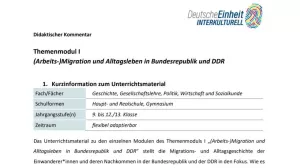 Unterrichtsplanung: Didaktischer Kommentar - (Arbeits-)Migration und Alltagsleben