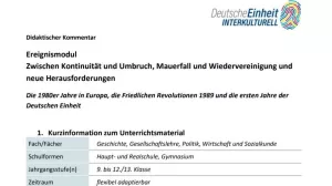 Unterrichtsplanung: Didaktischer Kommentar - Zwischen Kontinuität und Umbruch