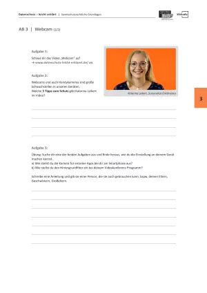 Arbeitsblatt: Arbeitsblatt zum Video "Webcam"