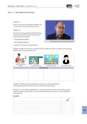 Arbeitsblatt: Arbeitsblatt zum Video "Berufsgeheimnisträger"