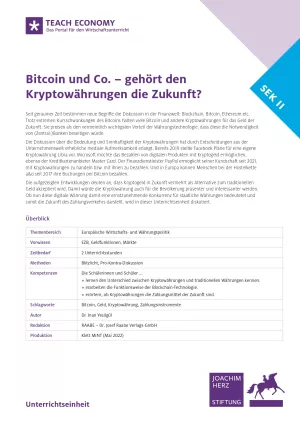 Unterrichtsbaustein: Bitcoin und Co. − gehört den Kryptowährungen die Zukunft?