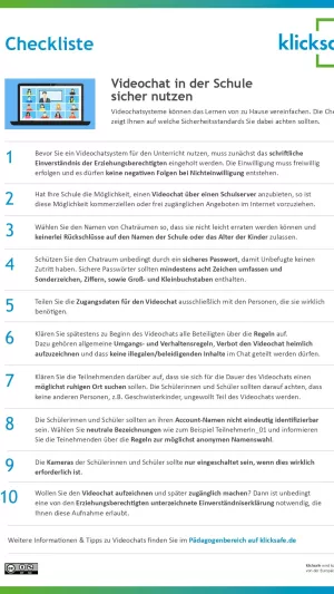 Broschuere: Videochat in der Schule sicher nutzen