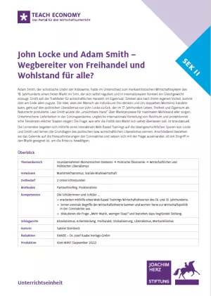 Unterrichtsbaustein: John Locke und Adam Smith – Wegbereiter von Freihandel und Wohlstand für alle?