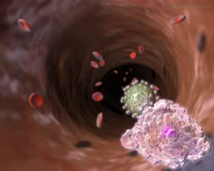 Bild: Blutgefäß mit HI-Virus