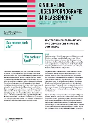 Unterrichtsplanung: Kinder- und Jugendpornografie im Klassenchat
