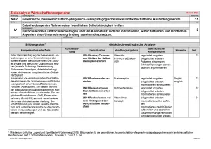 Unterrichtsplanung: Kompetenzbereich 4: Entscheidungen im Rahmen einer beruflichen Selbstständigkeit treffen: Zielanalyse Wirtschaftskompetenz (PDF)