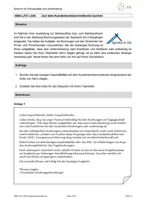 Unterrichtsbaustein: Auf dem Kundenkontokorrentkonto buchen (Version SchülerIn; PDF)
