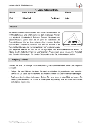 Lernkontrolle: Den Betrieb präsentieren: Lernerfolgskontrolle (Version SchülerIn; PDF)