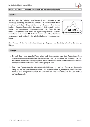Unterrichtsbaustein: Organisationsform des Betriebes darstellen (Version SchülerIn; PDF)