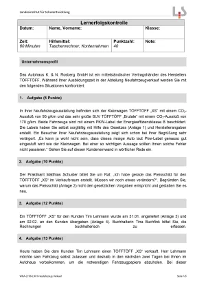 Lernkontrolle: Lernerfolgskontrolle (Version SchülerIn; PDF)