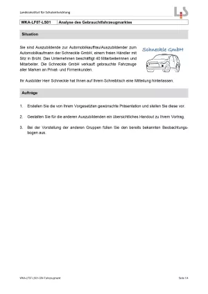 Unterrichtsbaustein: Analyse des Gebrauchtfahrzeugmarktes (Version Lehrkraft/ SchülerIn; DOCX)