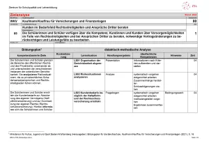 Unterrichtsplanung: Kunden im Bedarfsfeld Rechtsstreitigkeiten und Ansprüche Dritter beraten: Zielanalyse (PDF)
