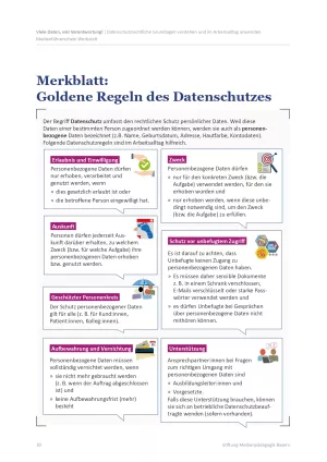 Veranschaulichung: Viele Daten, viel Verantwortung! Merkblatt: Goldene Regeln des Datenschutzes (mebis-Kurs)