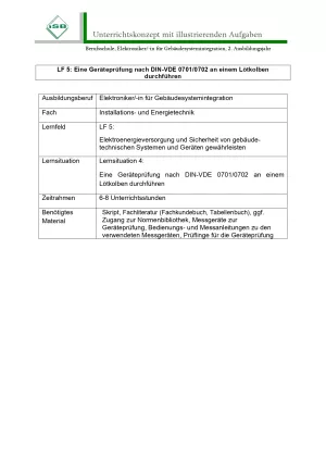 Unterrichtsplanung: Eine Geräteprüfung nach DIN-VDE 0701/0702 an einem Lötkolben durchführen (PDF)