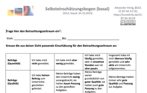 Arbeitsblatt: Selbsteinschätzungsbogen