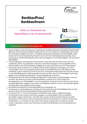 Unterrichtsbaustein: BBNE für Bankkaufleute - Handreichung