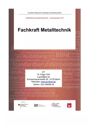 Unterrichtsbaustein: BBNE für Fachkräfte für Metalltechnik - Impulspapier