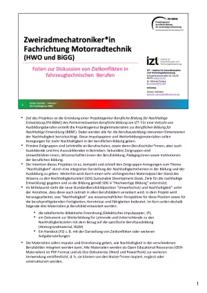 Unterrichtsbaustein: BBNE für Zweiradmechatroniker/innen - Motorradtechnik - Handreichung