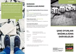 Broschuere: Allgemeine Informationen zur Glücksspielsucht (Türkisch)