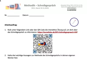 Arbeitsblatt: Methodik Schreibgespräch