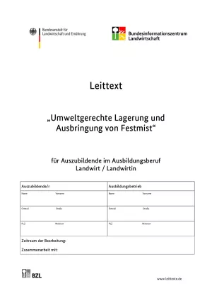 Unterrichtsbaustein: Leittext „Umweltgerechte Lagerung und  Ausbringung von Festmist“