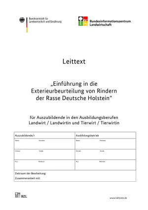 Unterrichtsbaustein: Leittext „Einführung in die Exterieurbeurteilung von Rindern der Rasse Deutsche Holstein“