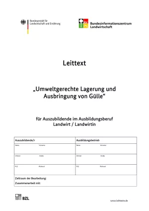 Unterrichtsbaustein: Leittext „Umweltgerechte Lagerung und Ausbringung von Gülle“