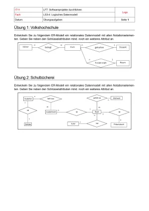 Arbeitsblatt: Erstellen eines logischen Datenmodells (Übungsaufgaben)