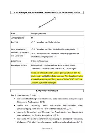 Unterrichtsbaustein: Kaltbiegen von Sturmhaken: Materialbedarf für Sturmhaken prüfen (DOCX)