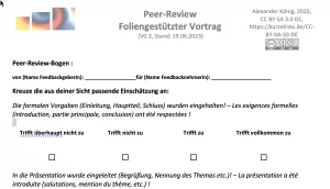 Presentation: Bogen zur Durchführung eines Peer-Reviews
