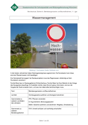 Unterrichtsbaustein: Wassermanagement (PDF)
