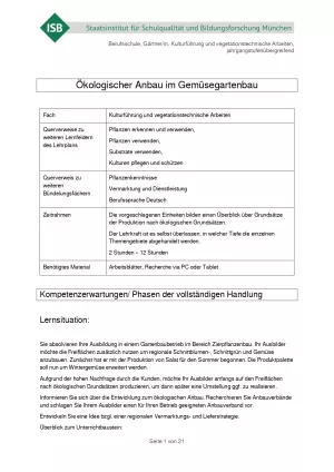 Unterrichtsbaustein: Ökologischer Anbau im Gemüsebau (PDF)