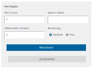 Webseite: Inflations- und Deflationsrechner