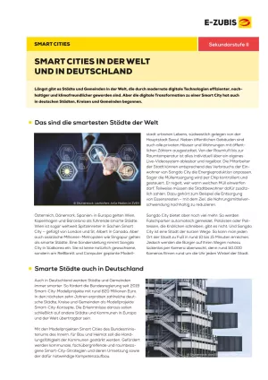 Arbeitsblatt: Smart Cities: vernetzt, digital, nachhaltig | Arbeitsblatt 3: Smart Cities in der Welt und in Deutschland