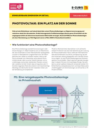Arbeitsblatt: Erneuerbare Energien im Detail | Arbeitsblatt 3: Photovoltaik: Ein Platz an der Sonne