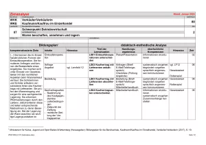 Unterrichtsplanung: Waren beschaffen, annehmen und lagern: Zielanalyse (DOCX)