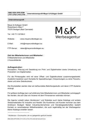 Unterrichtsbaustein: Unternehmensprofil Meyer und Kollegen GmbH (PDF)