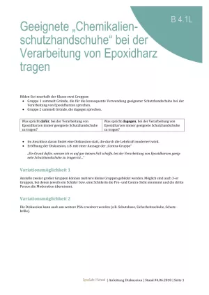 Unterrichtsbaustein: Projekt EpoxSafe: Systematischer Hautschutz bei der Verarbeitung von Epoxidharzen – Block 3 (ZIP-Datei)