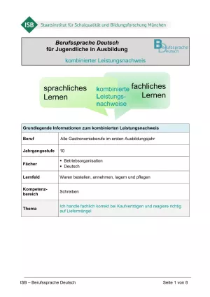 Lernkontrolle: Korrektes Handeln bei Liefermängeln (kombinierter Leistungsnachweis, PDF)