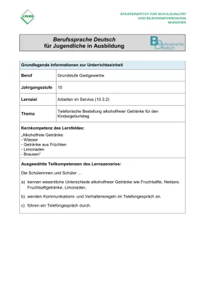 Unterrichtsplanung: Telefonische Bestellung alkoholfreier Getränke (PDF)