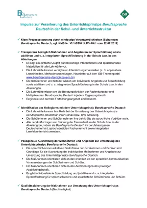 Text: Impulse zur Verankerung des Unterrichtsprinzips Berufssprache Deutsch in der Schul- und Unterrichtsstruktur