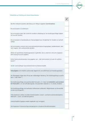 Unterrichtsplanung: Checkliste zur Prüfung von Unterrichtseinheiten