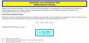 Text: Elastischer und unelastischer Stoß (Mathematischer Anhang)