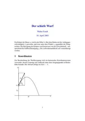 Text: Schiefer Wurf (Text mit Formeln)