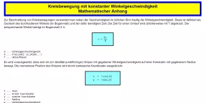 Text: Kreisbewegung mit konstanter Winkelgeschwindigkeit (Mathematischer Anhang)