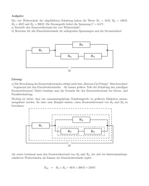 Arbeitsblatt: Schaltungen von Widerständen – Musteraufgabe