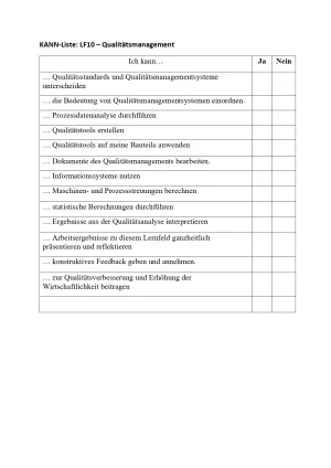 Lernkontrolle: Feinoptiker/in Lernfeld 10 Kann-Liste